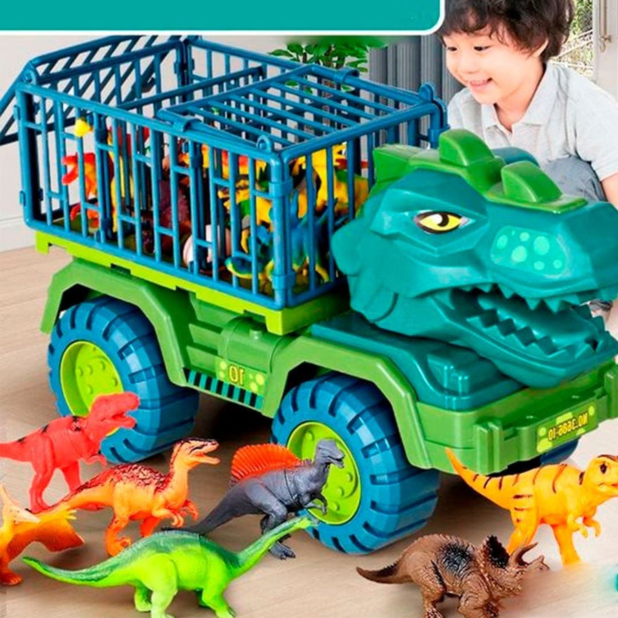 Carrinho Dinossauro Rex +12 Dinossauros